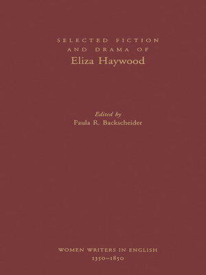 cover image of Selected Fiction and Drama of Eliza Haywood
